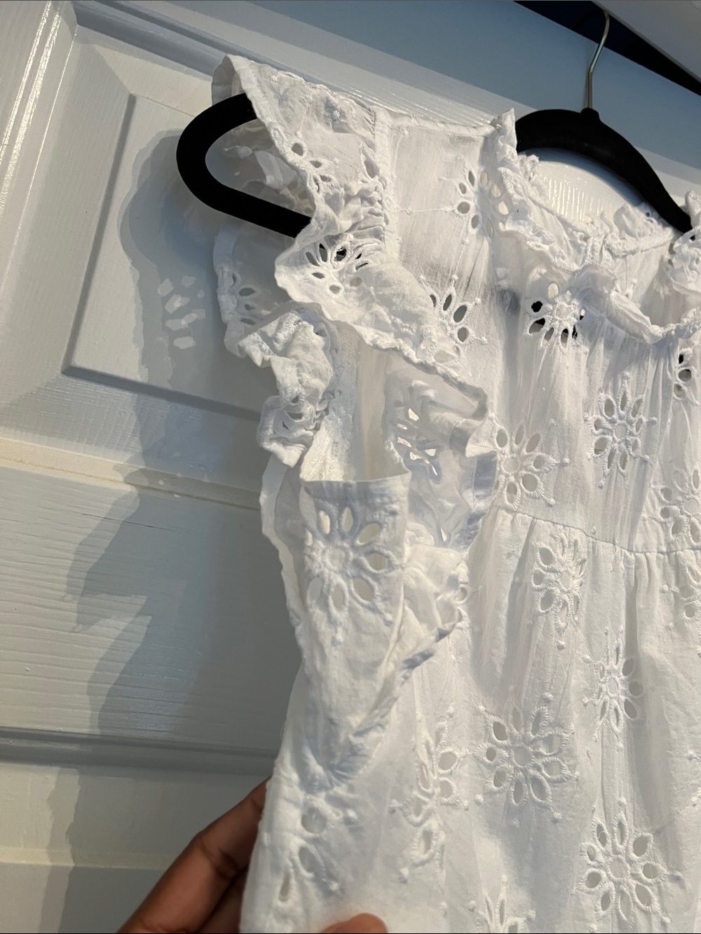 Entro White Eyelet Ruffle Mini Dress Medium - Picture 9 of 16